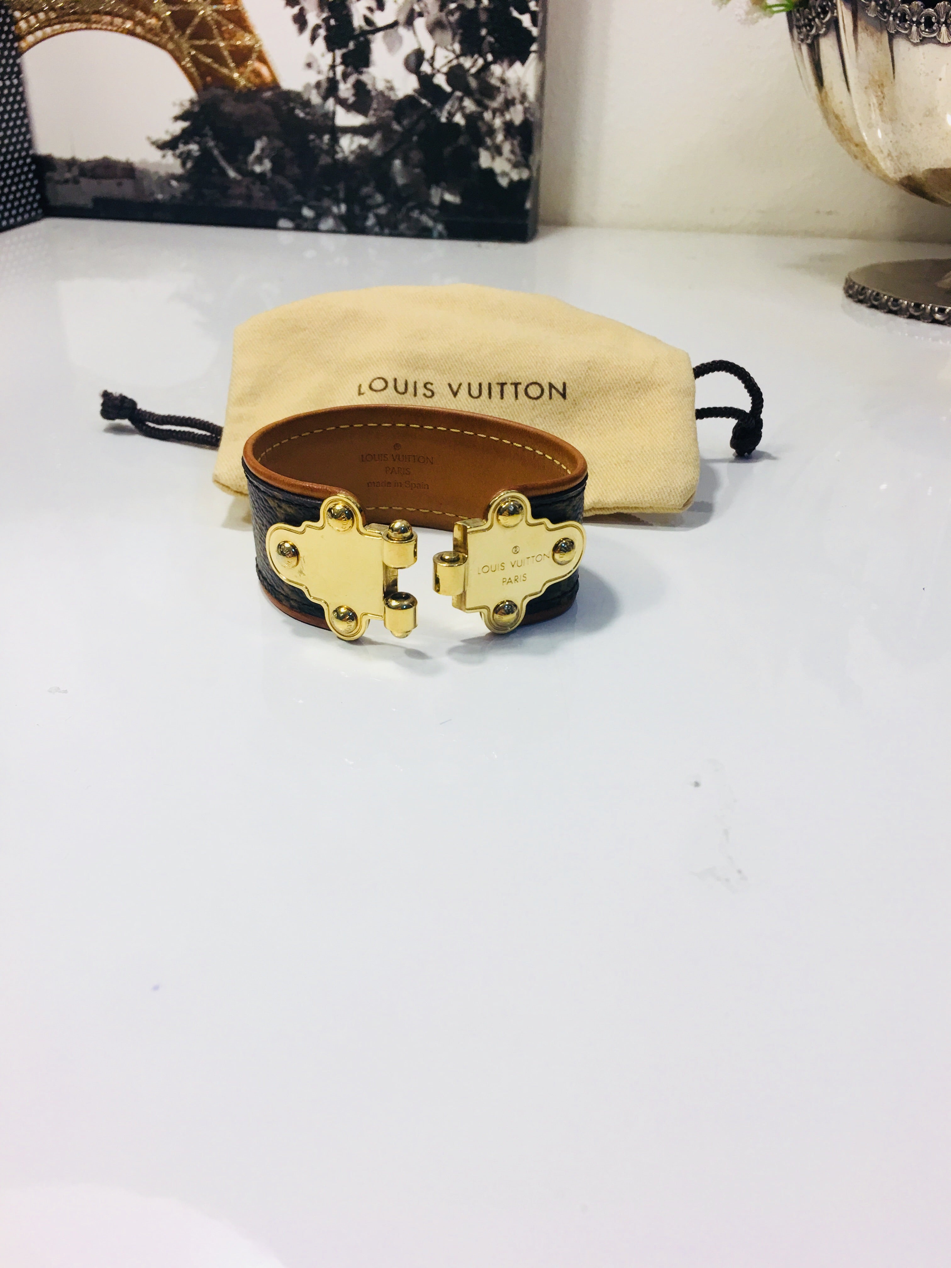 Louis Vuitton Save It Monogram Leather Bracelet