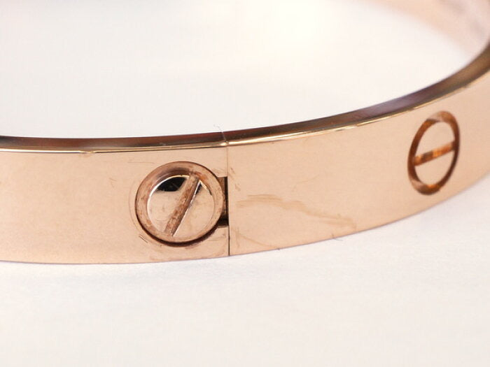 Cartier 4P Half Diamond 18KT Rose Gold #17 Love Bracelet