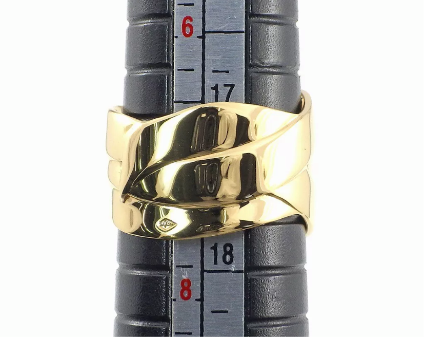 CHANEL Diamond Bolduc 18KT Yellow Fold Ring Size 7