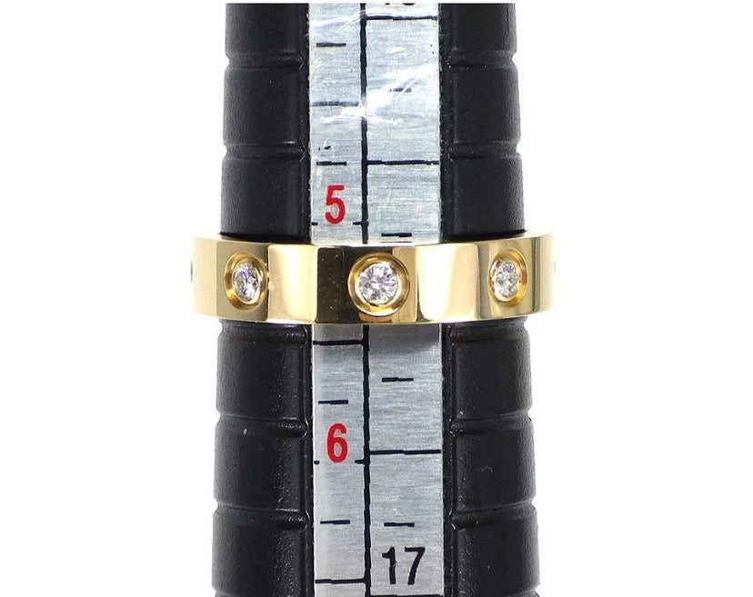Cartier Mini 8P Diamond Love Ring 18KT Gold Sz 5.25