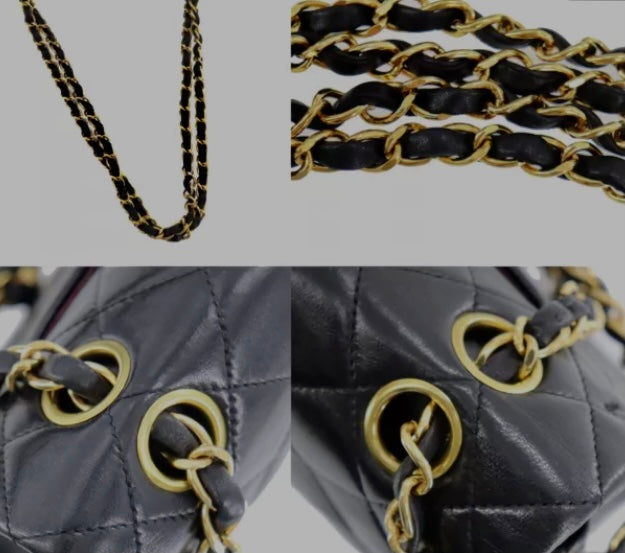 CHANEL Black Lambskin GHW Double Flap Bag