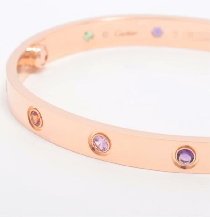 Cartier Rainbow Multi-Color Sapphire Love Bracelet, Size 17