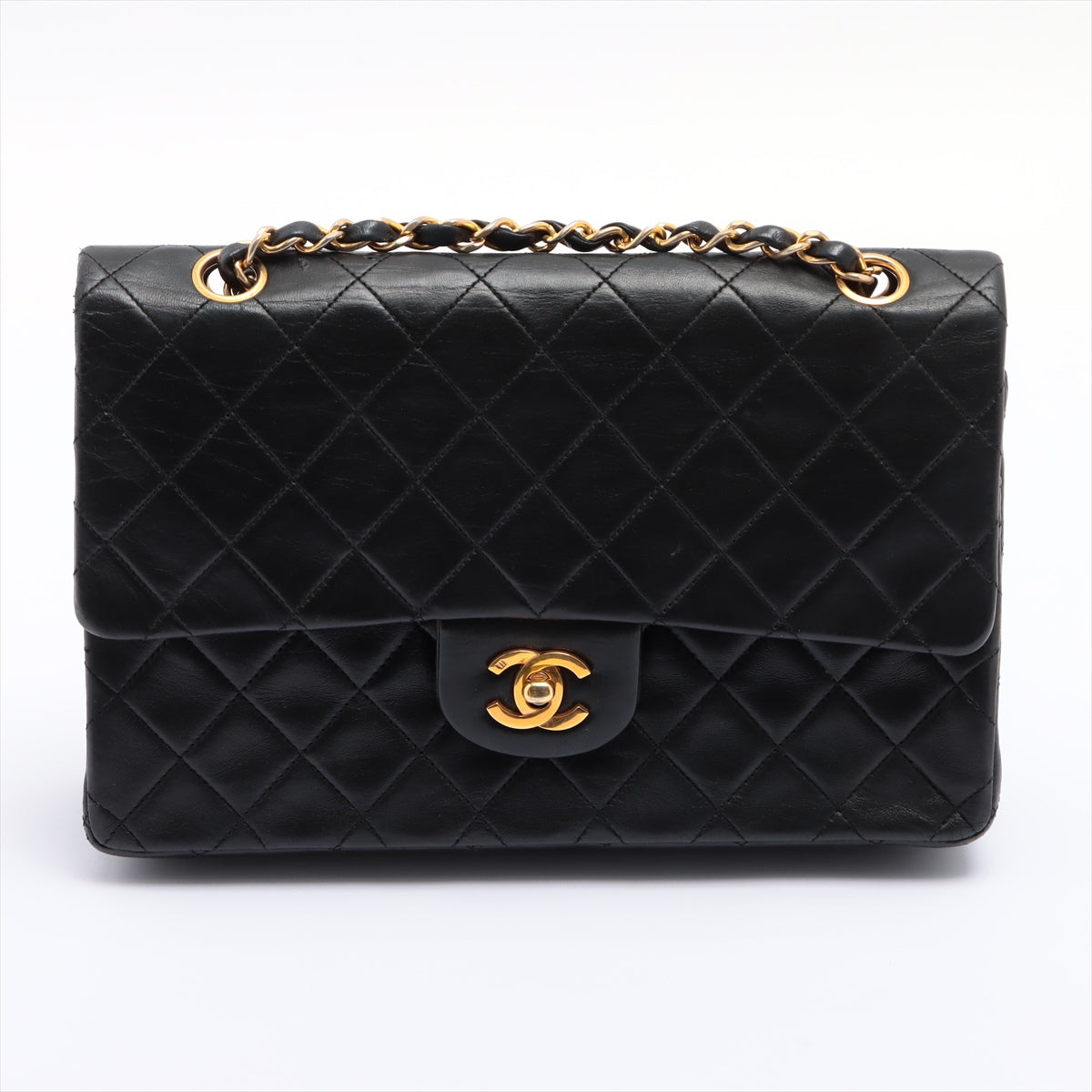 CHANEL Vintage Black Lambskin GHW Double Flap Bag