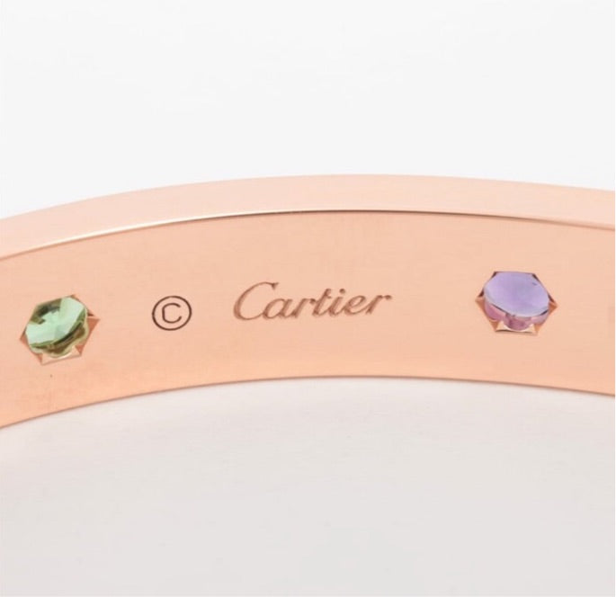 Cartier Rainbow Multi-Color Sapphire Love Bracelet, Size 17