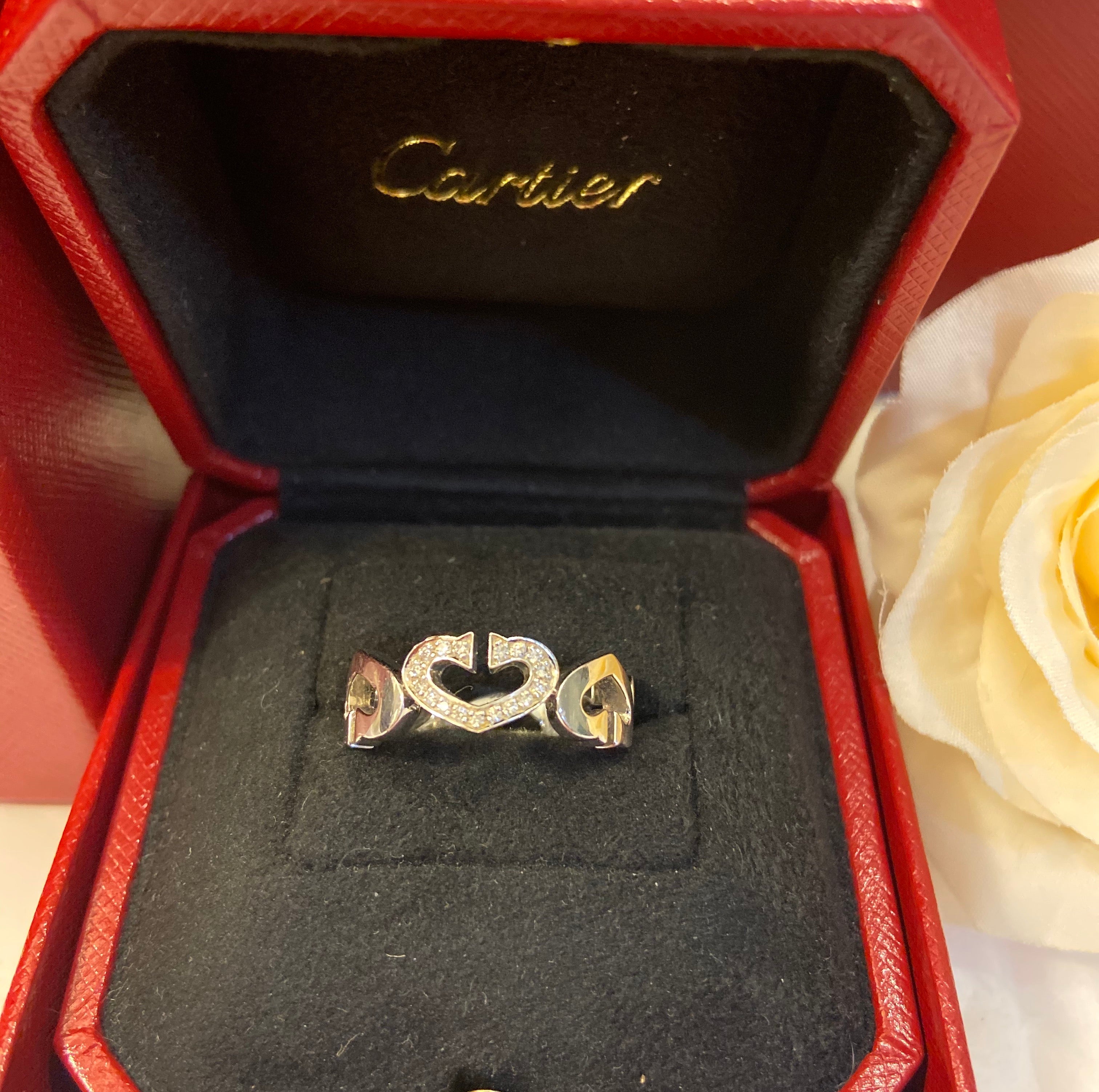 Cartier Diamond Heart C 18KT Gold Ring Sz8