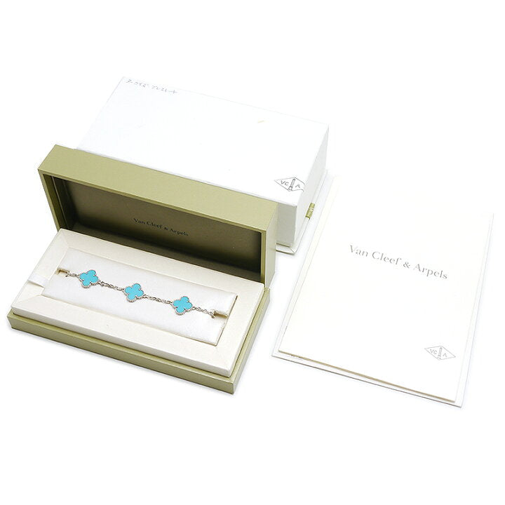Van Cleef & Arpels Vintage Alhambra Turquoise 18KT White Gold Bracelet