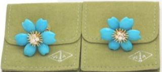 Rare Van Cleef & Arpels Turquoise Diamond Rose de Noel 18KT Yellow Gold Earrings