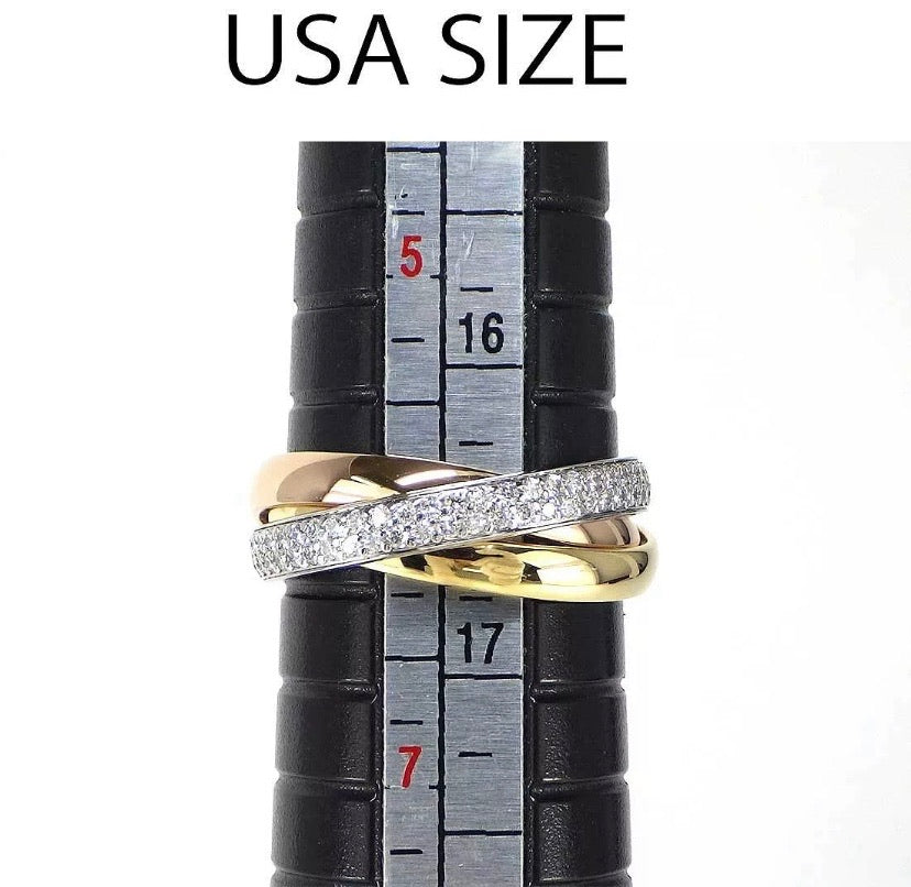 Cartier Trinity Diamond Paved 18KT Gold Ring Sz 6