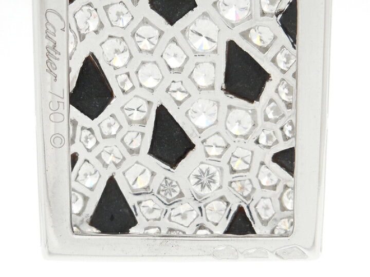 Cartier Panthere Diamond-Paved Onyx Pendant Satin Cord Necklace
