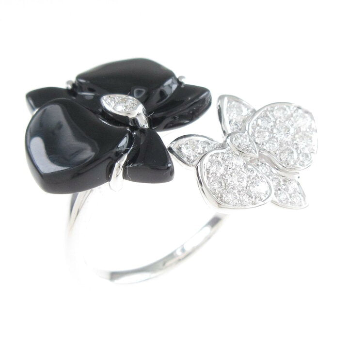 Cartier Diamond Caresse D’Orchidees Onyx White Gold Ring Size 50/ 5