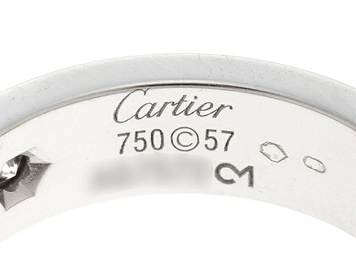 Cartier 3P Half Diamond 18KT White Love Ring Size 57/ 8