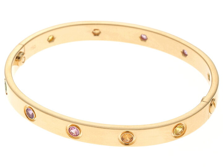 Cartier Sapphire, Multi-Gemstone 18KT Yellow Gold Love Bracelet