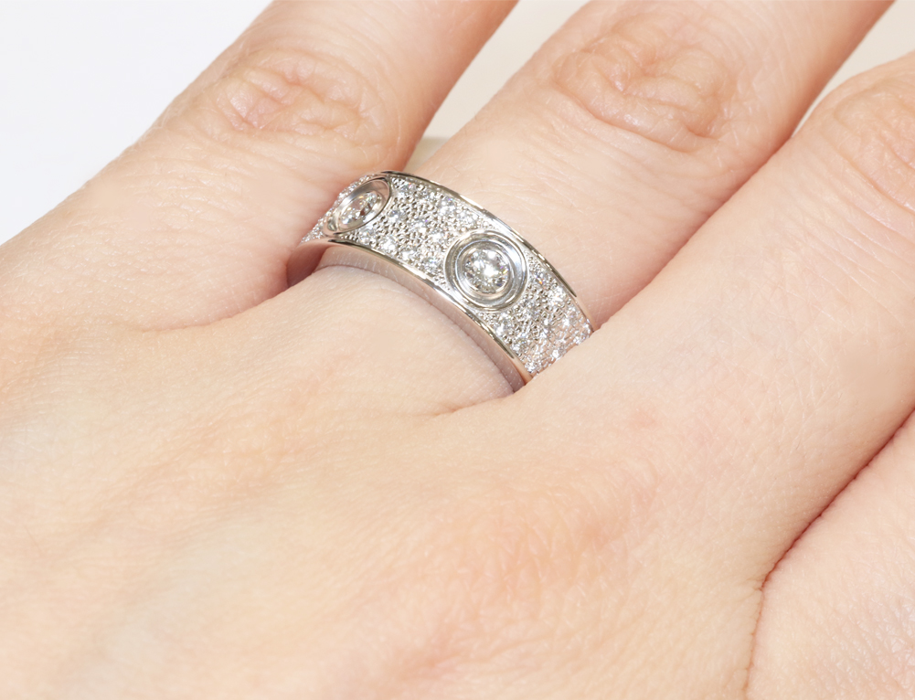 Cartier Full Diamond Paved 18KT White Gold Love Ring #50/ US 5