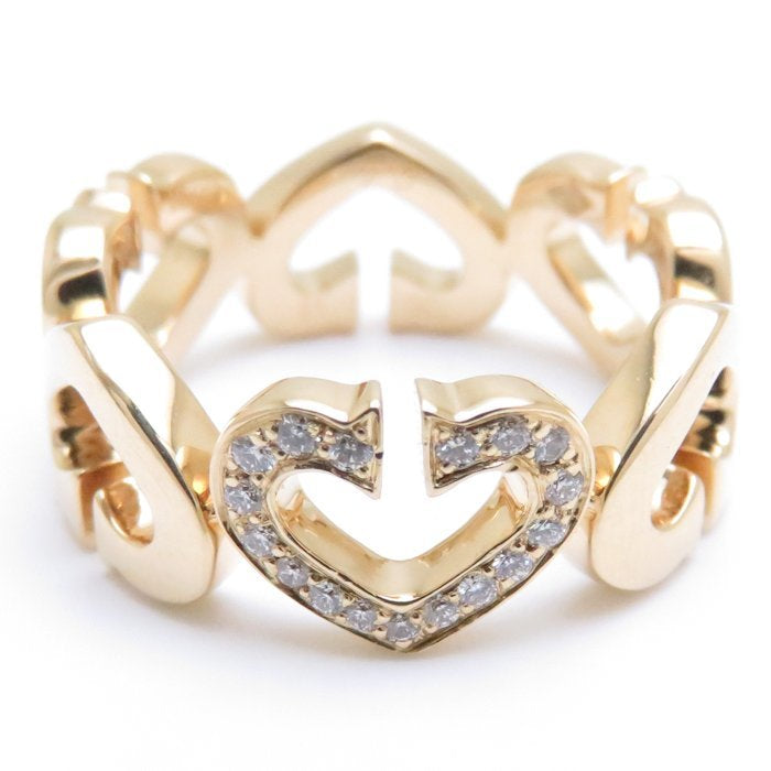 Cartier C Heart Diamond 18KT Yellow Gold Ring Size 5