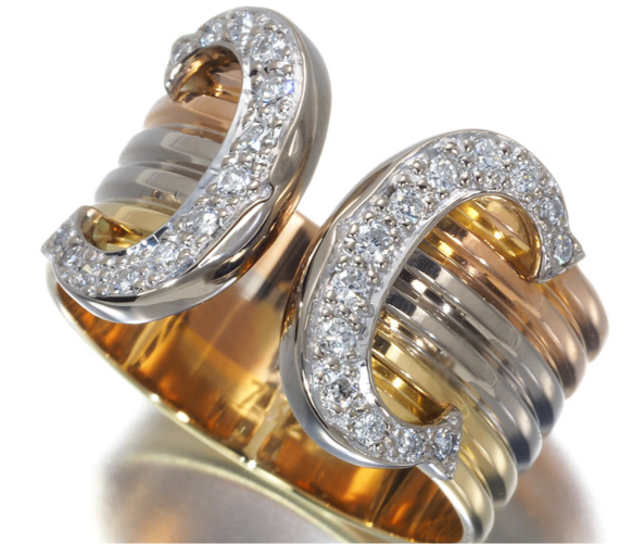 Cartier 2C de Diamond 18KT Gold Trinity Ring #54/ 6.5