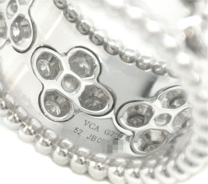 Van Cleef & Arpels Perlee Diamond Clover Alhambra Ring #52/ US6