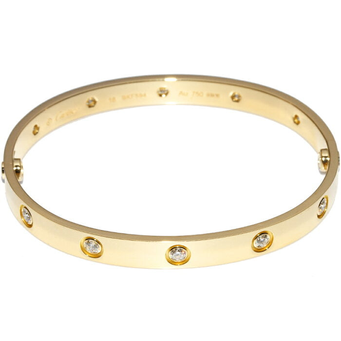 Cartier 10P Full Diamond 18KT Yellow Gold Love Bracelet #18