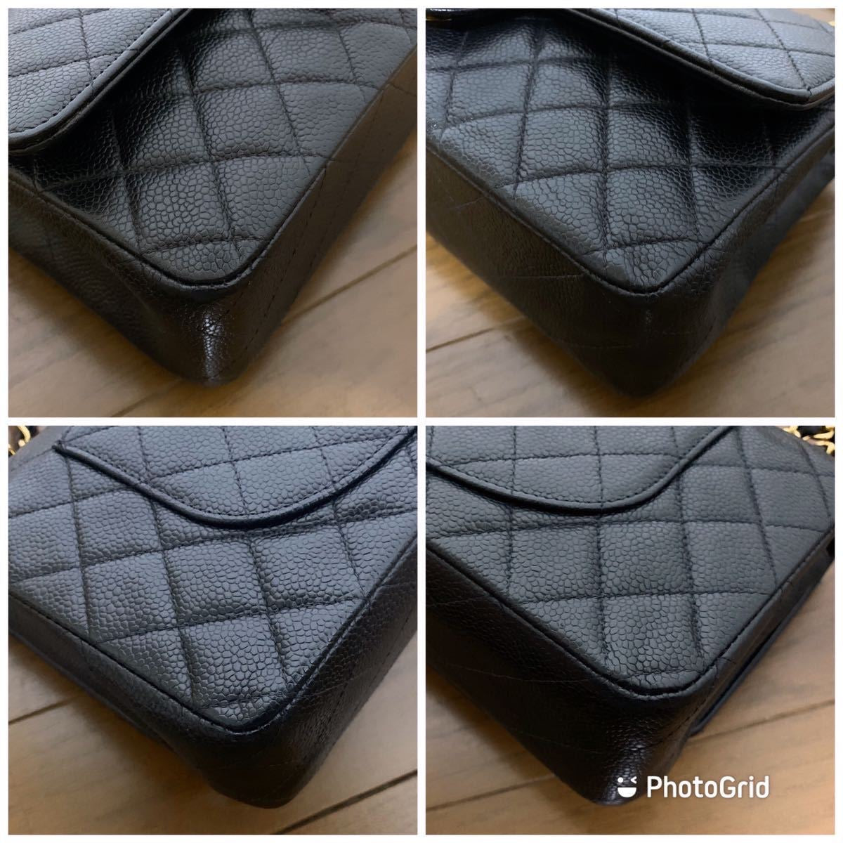 CHANEL Black Caviar Double Flap Gold Hardware Shoulder Bag