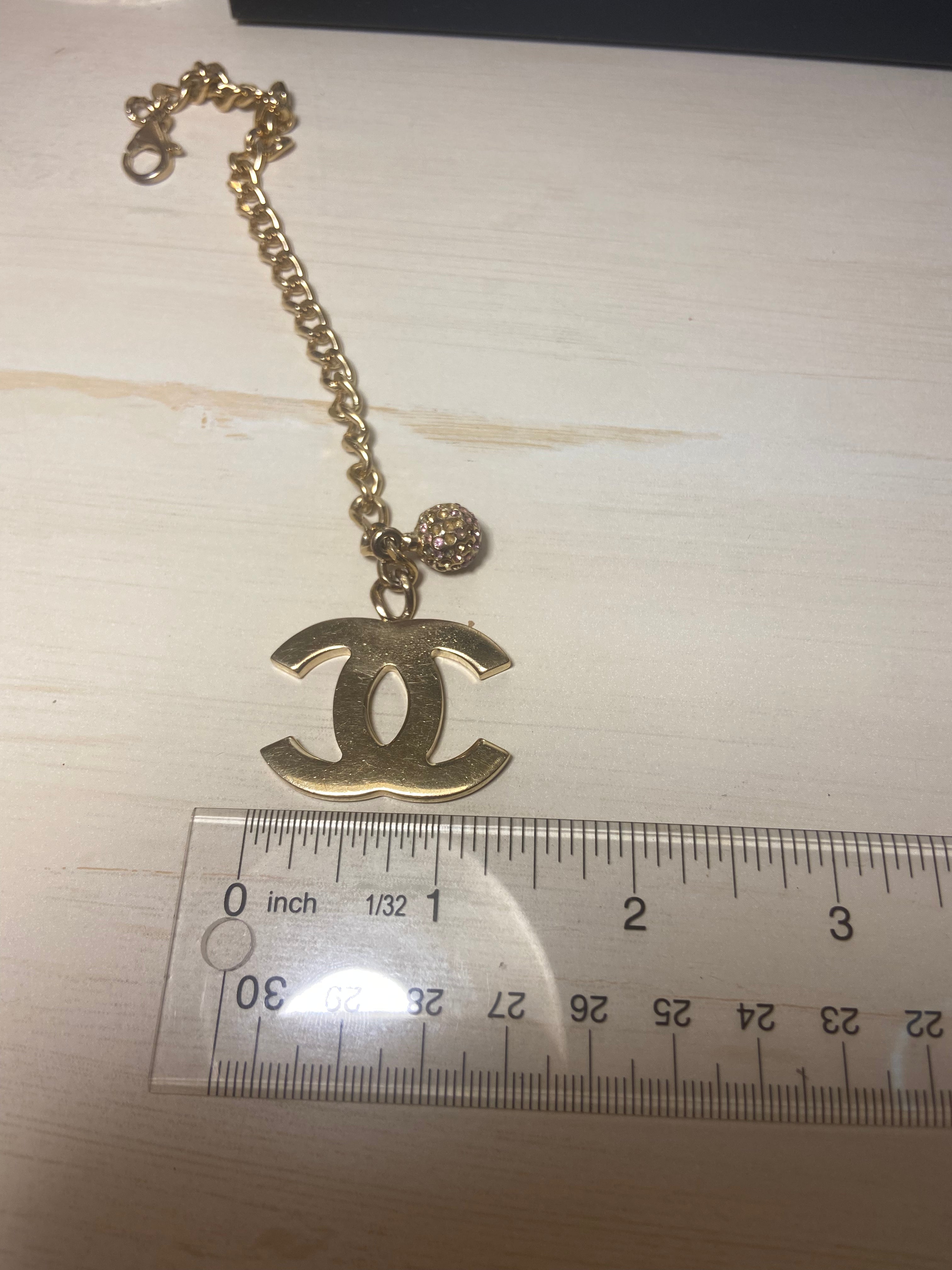 CHANEL Vintage CC Logo 24KT Gold Plated Bracelet w/ Charm