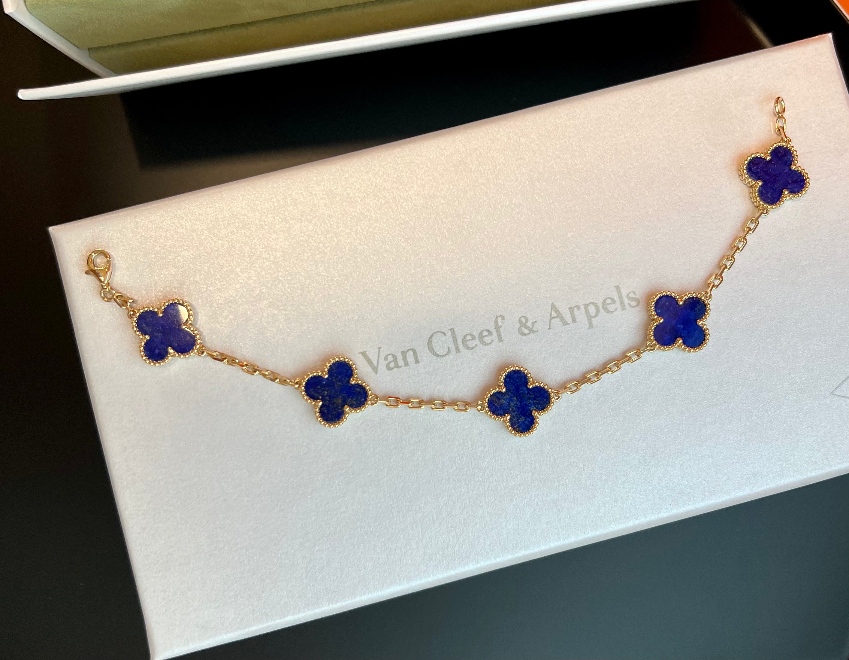 Rare Van Cleef & Arpels Lapis Lazuli Vintage Alhambra Bracelet
