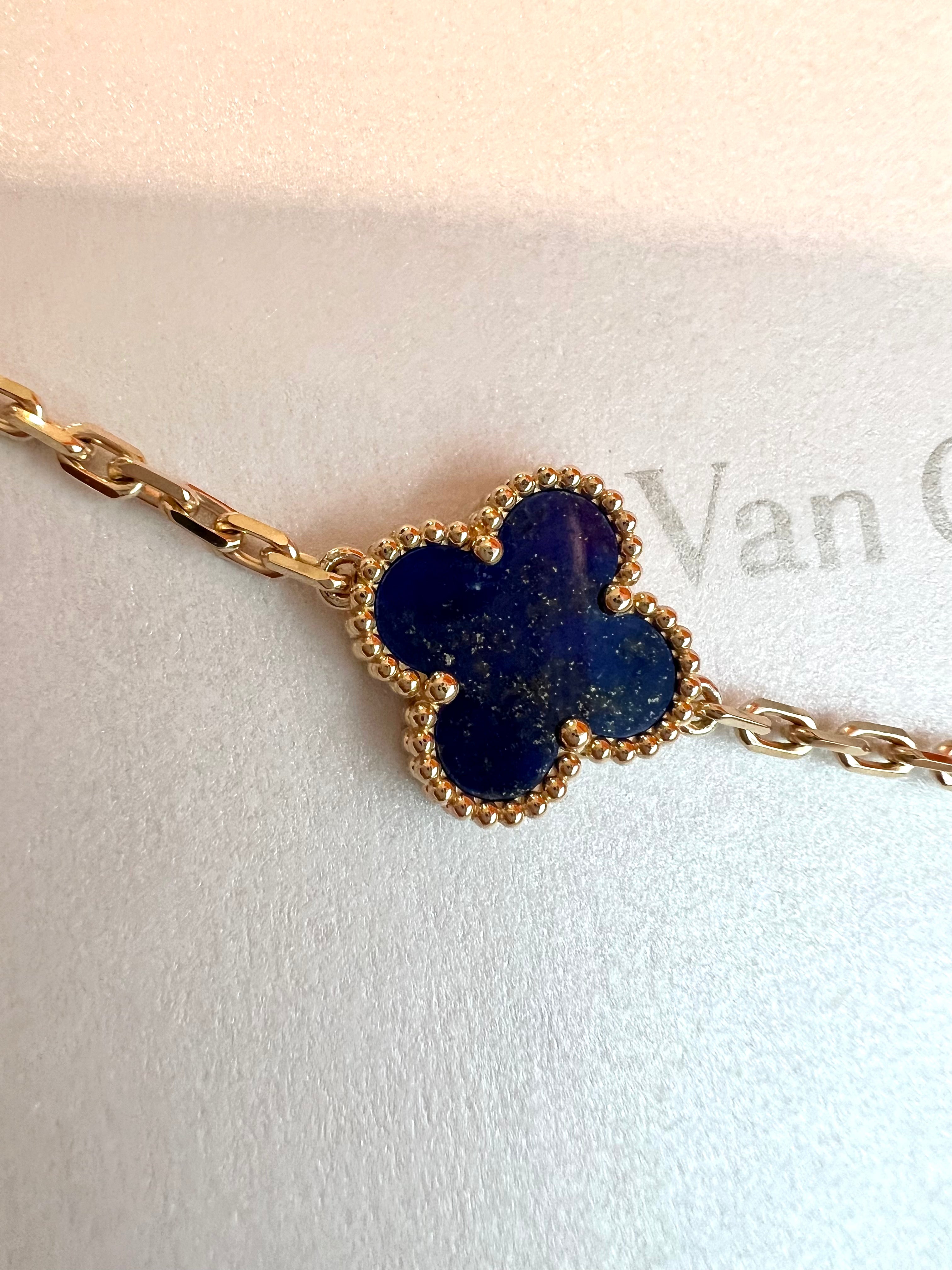 Rare Van Cleef & Arpels Lapis Lazuli Vintage Alhambra Bracelet