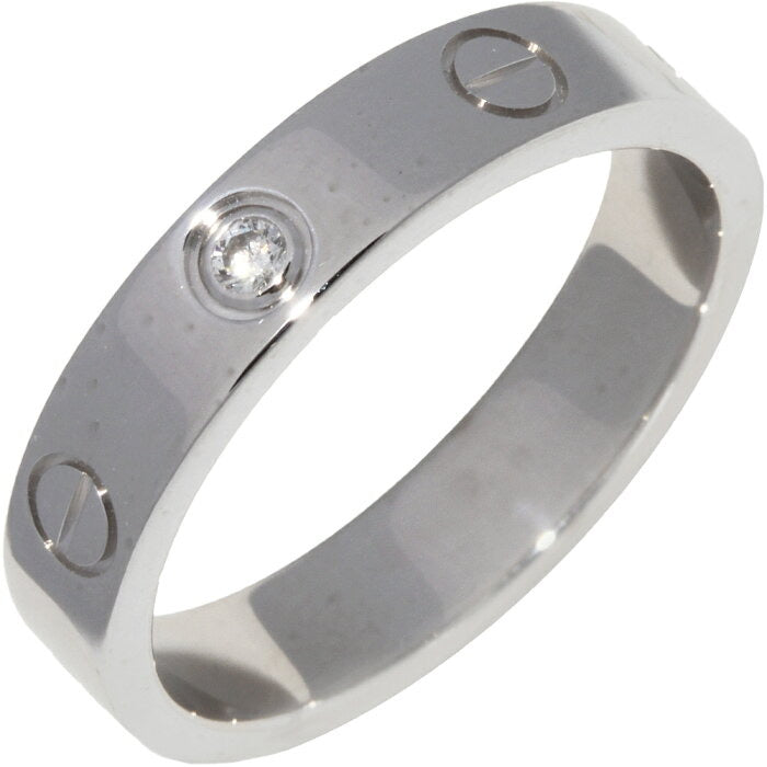 Cartier 1P Diamond 18KT White Gold Wedding/Mini Love Ring #52/ US 6