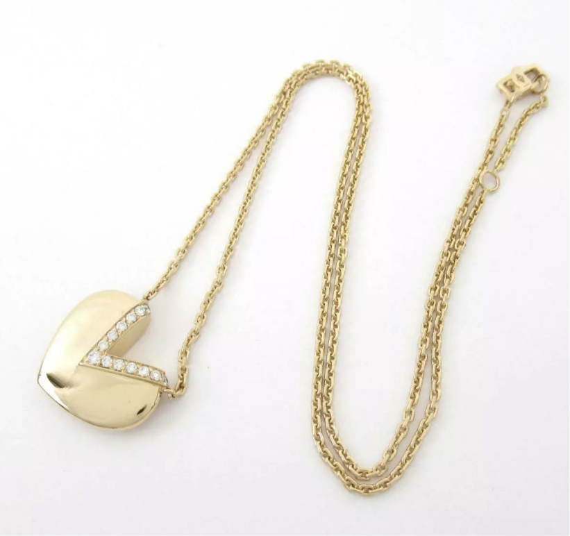 Louis Vuitton Diamond V Heart 18KT Rose Gold Necklace