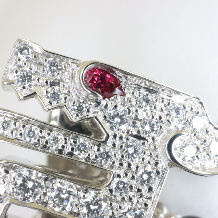 Rare Cartier Du Dragon Diamond Ruby Onyx Dangle Earrings