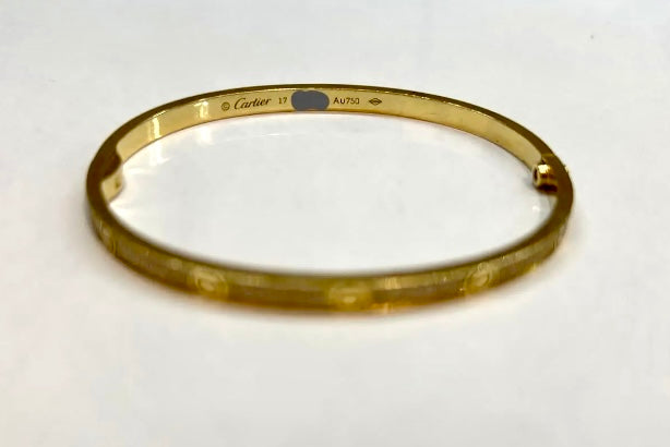 Cartier Diamond-Paved Small Love Bracelet, 18KT Yellow Gold, Size 17