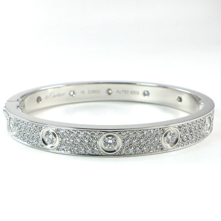 Cartier Diamond-Paved 18KT White Gold Love Bracelet Size #16