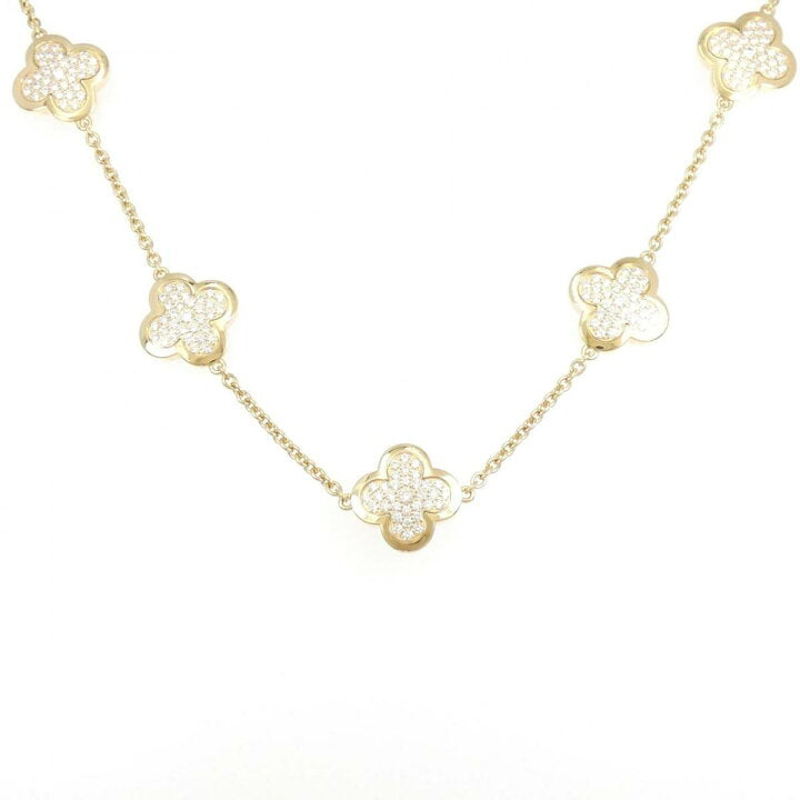 Van Cleef & Arpels Diamond-Paved Pure Alhambra 18KT Yellow Gold Necklace