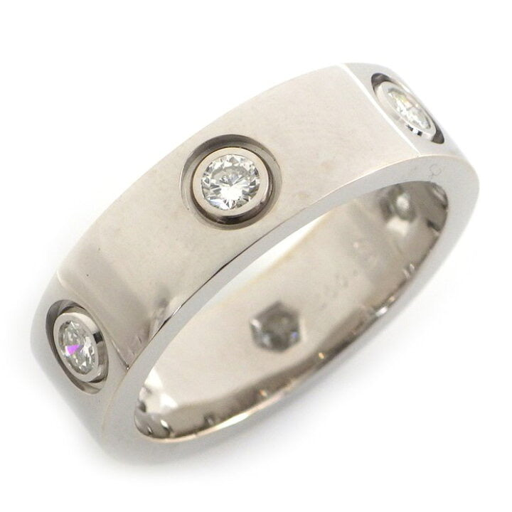 Cartier 6P Full Diamond 18KT White Gold Love Ring #51/ US 5.5