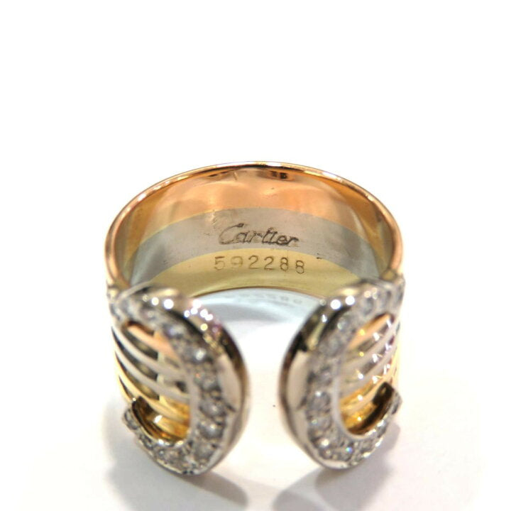 Cartier Diamond 2C Wide 18KT Trinity Tri-Gold Ring #51/ US 5.5