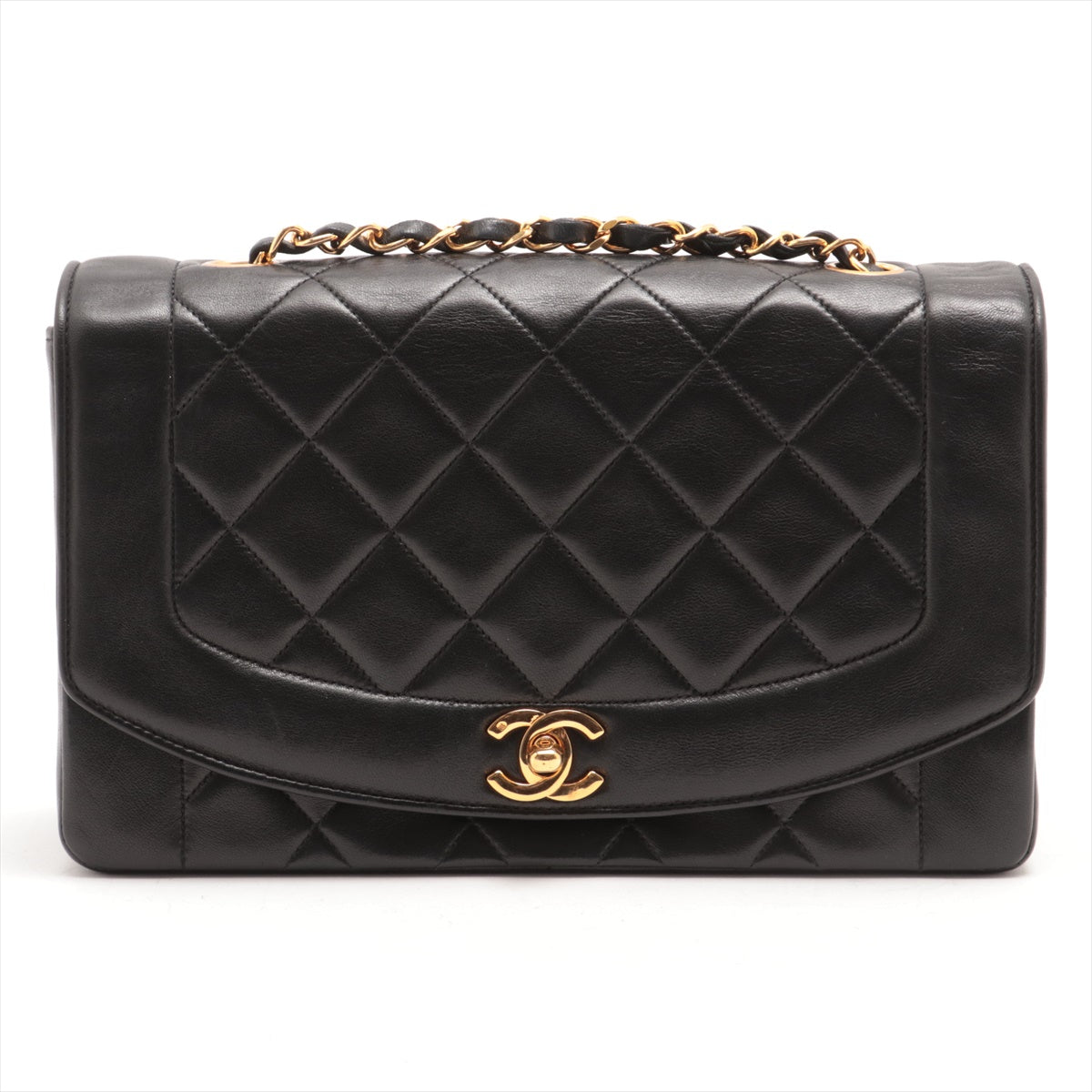 Vintage CHANEL Black Lambskin GHW Diana Flap Bag