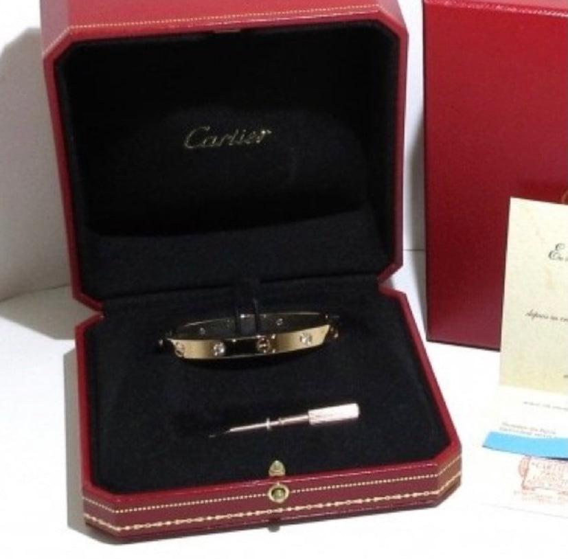 Cartier 4 Diamond 18KT Rose Gold Love Bracelet