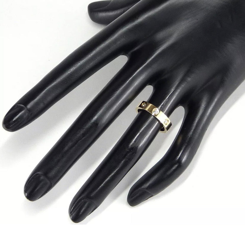 Cartier Mini 8P Diamond Love Ring 18KT Gold Sz 5.25