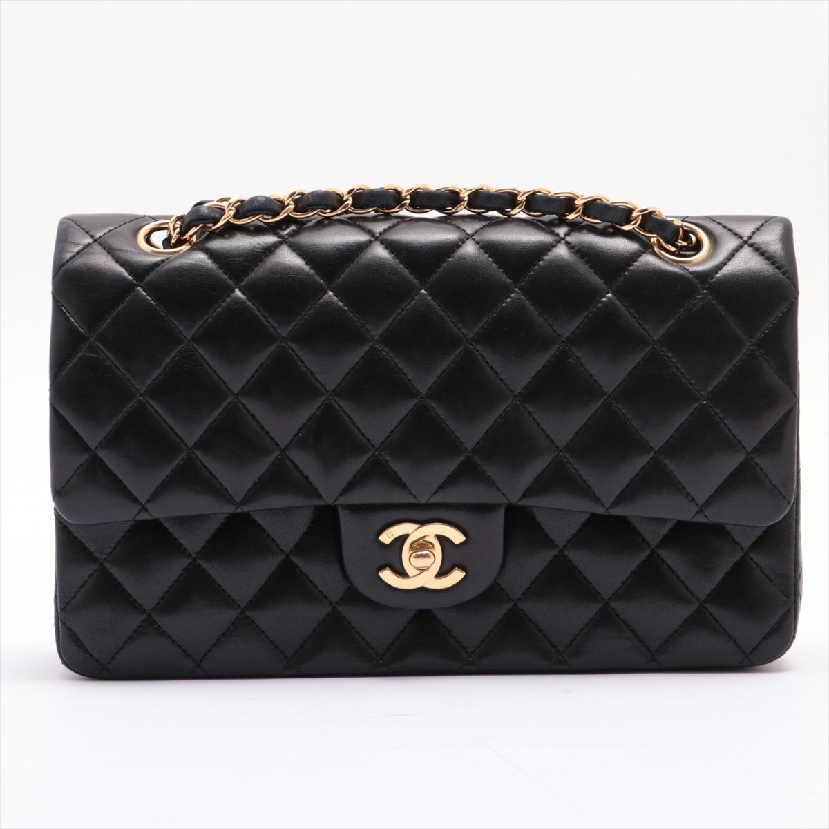 CHANEL Black Lambskin 25 GHW Double Flap Bag
