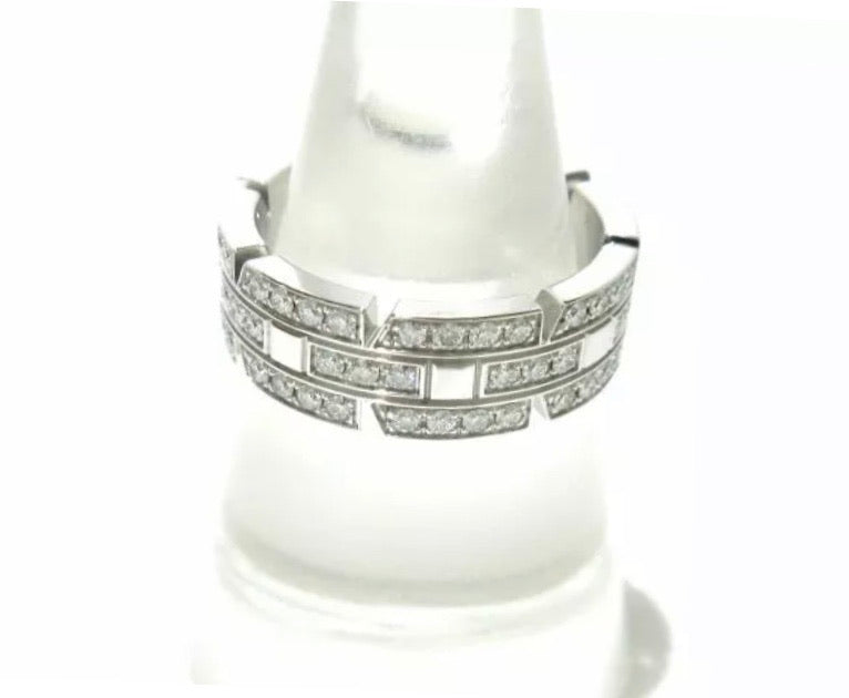 Cartier Tank Francaise Full Diamond 18KT White Gold Ring #49