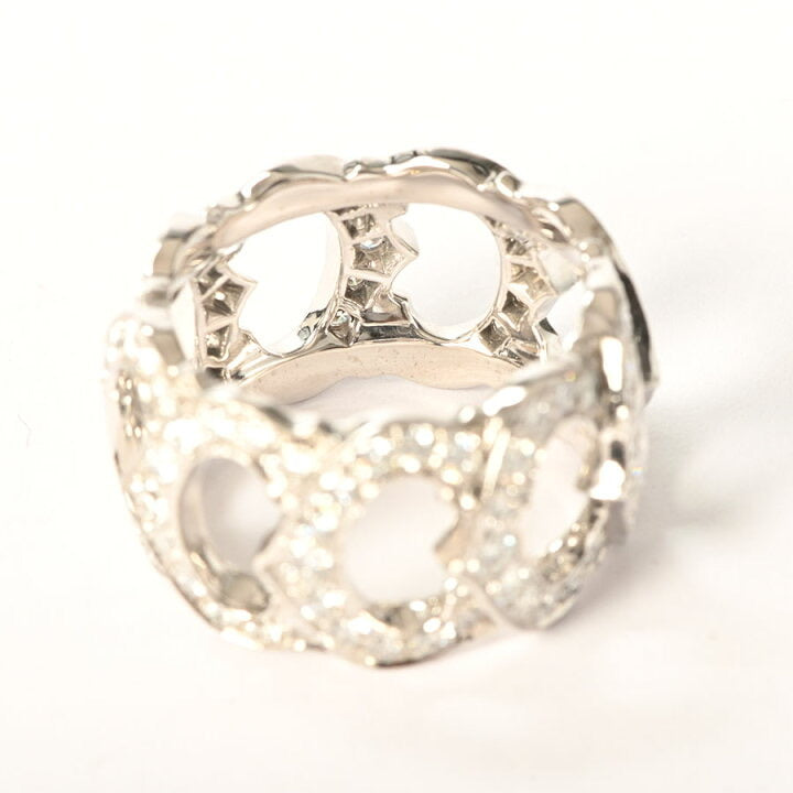 Cartier C de Diamond Entrelaces 18Kt White Gold Ring Size #54 / US 6.5