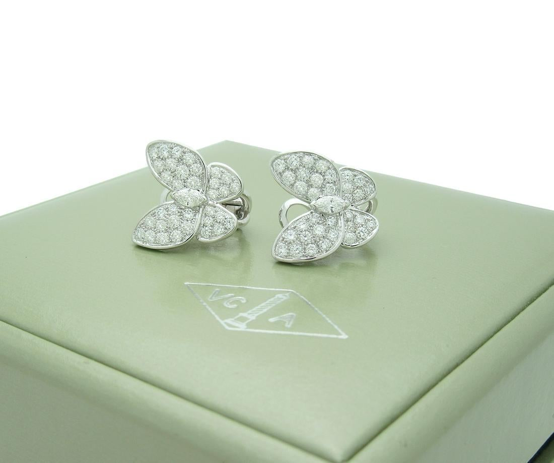 Van Cleef & Arpels Two Butterfly Diamond Paved Earrings VCA