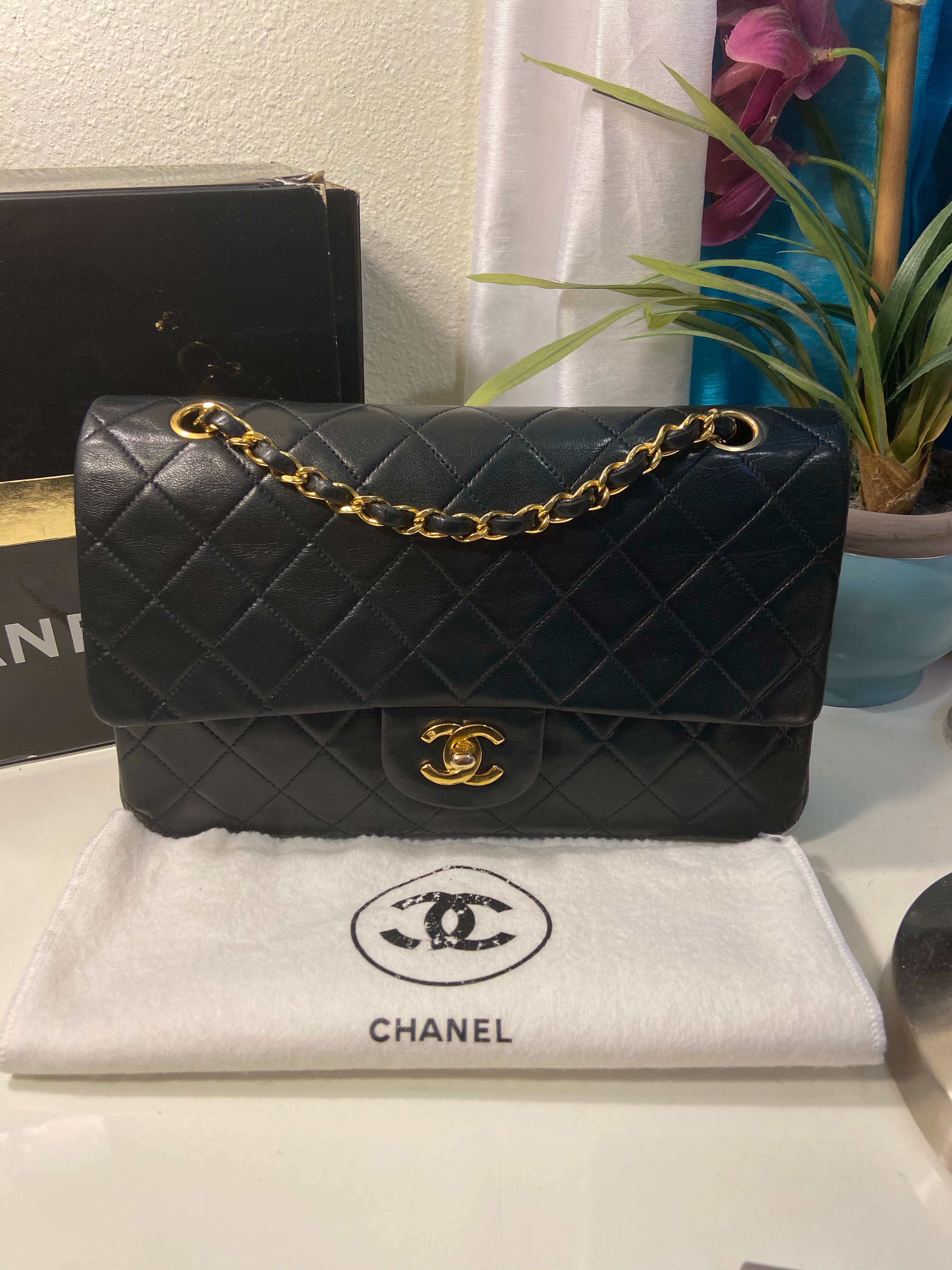 Sale! CHANEL Black Double Flap Lambskin Leather 25 Shoulder Bag