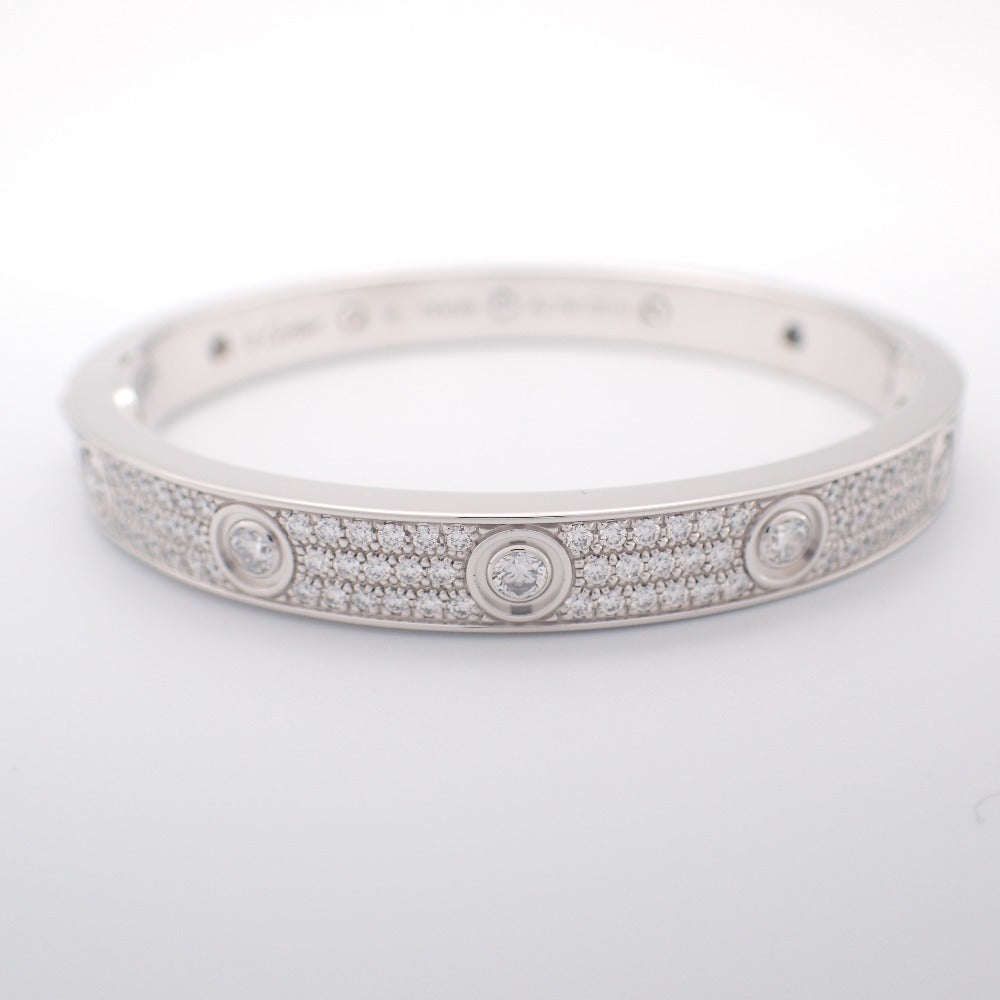 Cartier Full Diamond-Paved 18KT White Gold Love Bracelet, Size 16