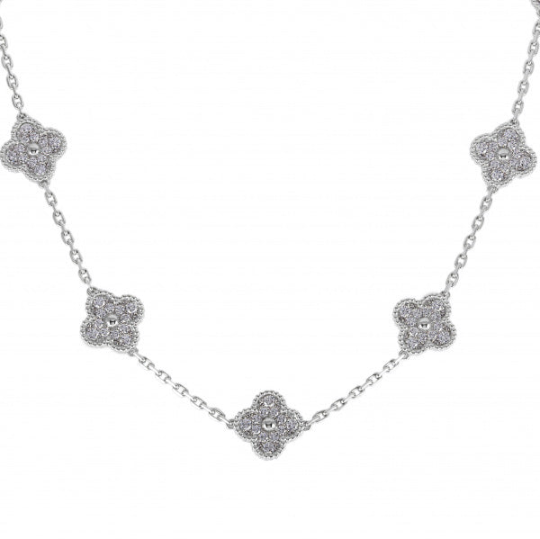 Van Cleef & Arpels Diamond-Paved 18KT White Gold 10 Vintage Alhambra Necklace