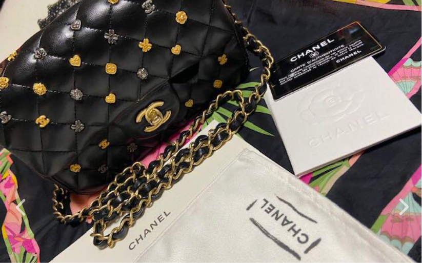 CHANEL Black Lambskin Lucky Charm Embellished Classic Flap Bag