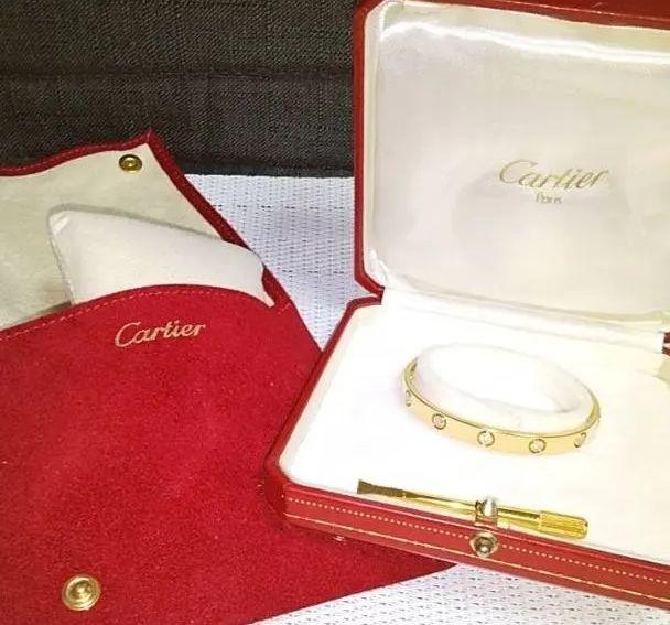 Cartier 10 Diamond 18KT Yellow Gold Love Bracelet, Size 16