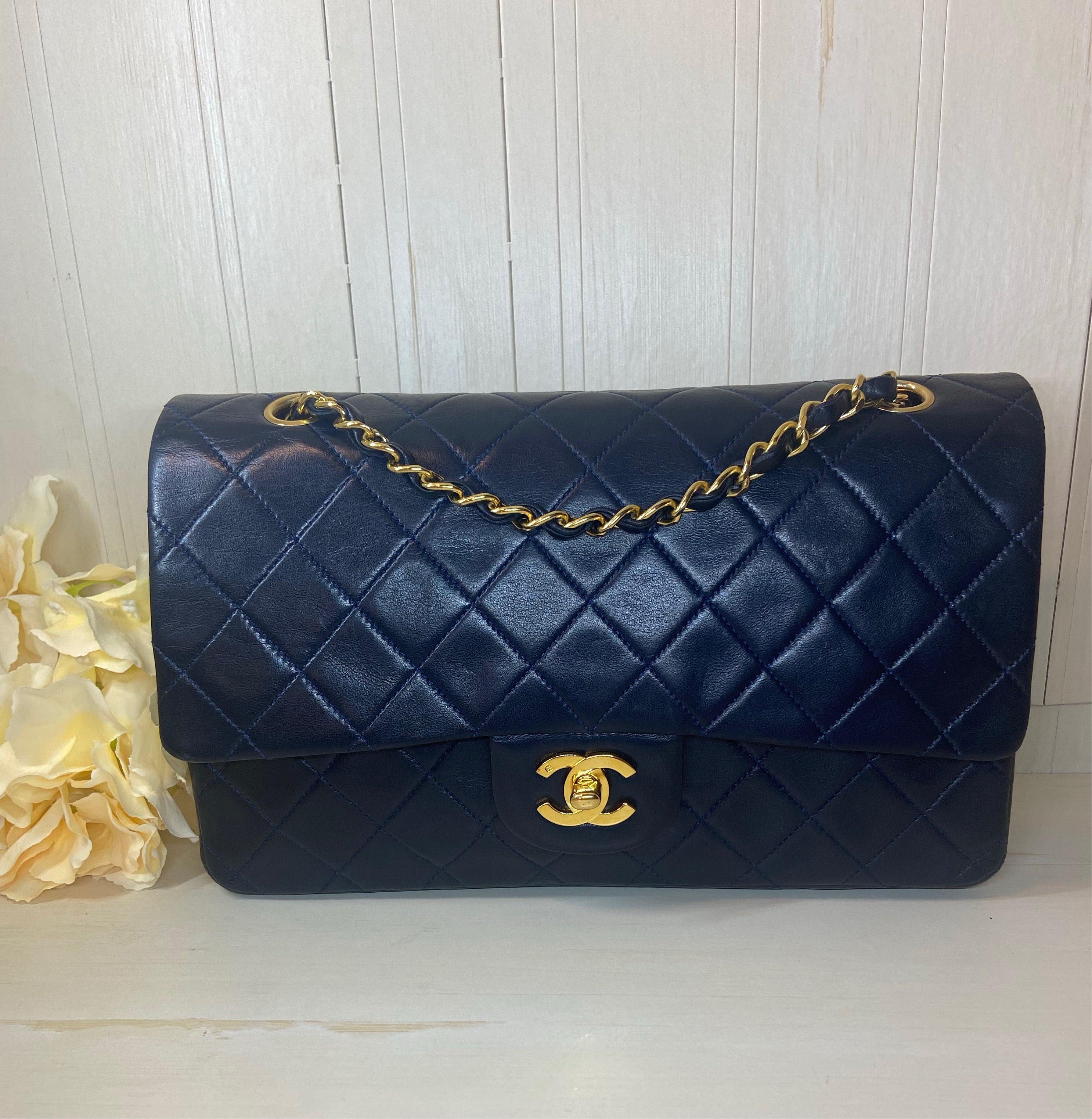 CHANEL Double Flap Quilted Lambskin Leather Gold Hardware Bag