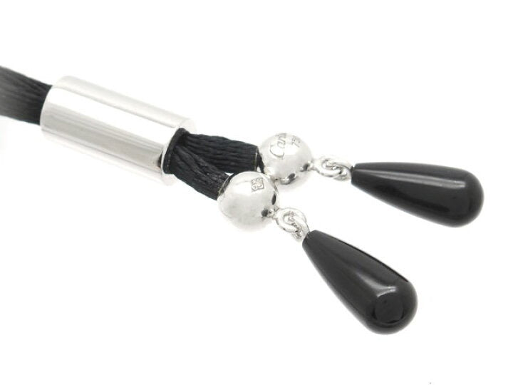 Cartier Panthere Diamond-Paved Onyx Pendant Satin Cord Necklace