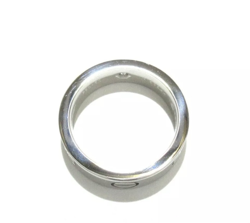 Cartier 3P Half Diamond 18KT White Gold Love Ring Size 5