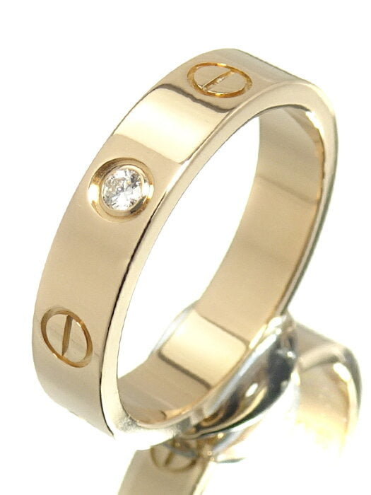 Cartier 1P Diamond Rose Gold Wedding/ Mini Love Ring #50/ 5