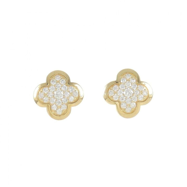 Van Cleef & Arpels Diamond-Paved Pure Alhambra Yellow Gold Ear Studs